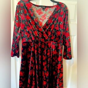 Velvet rose long sleeve dress